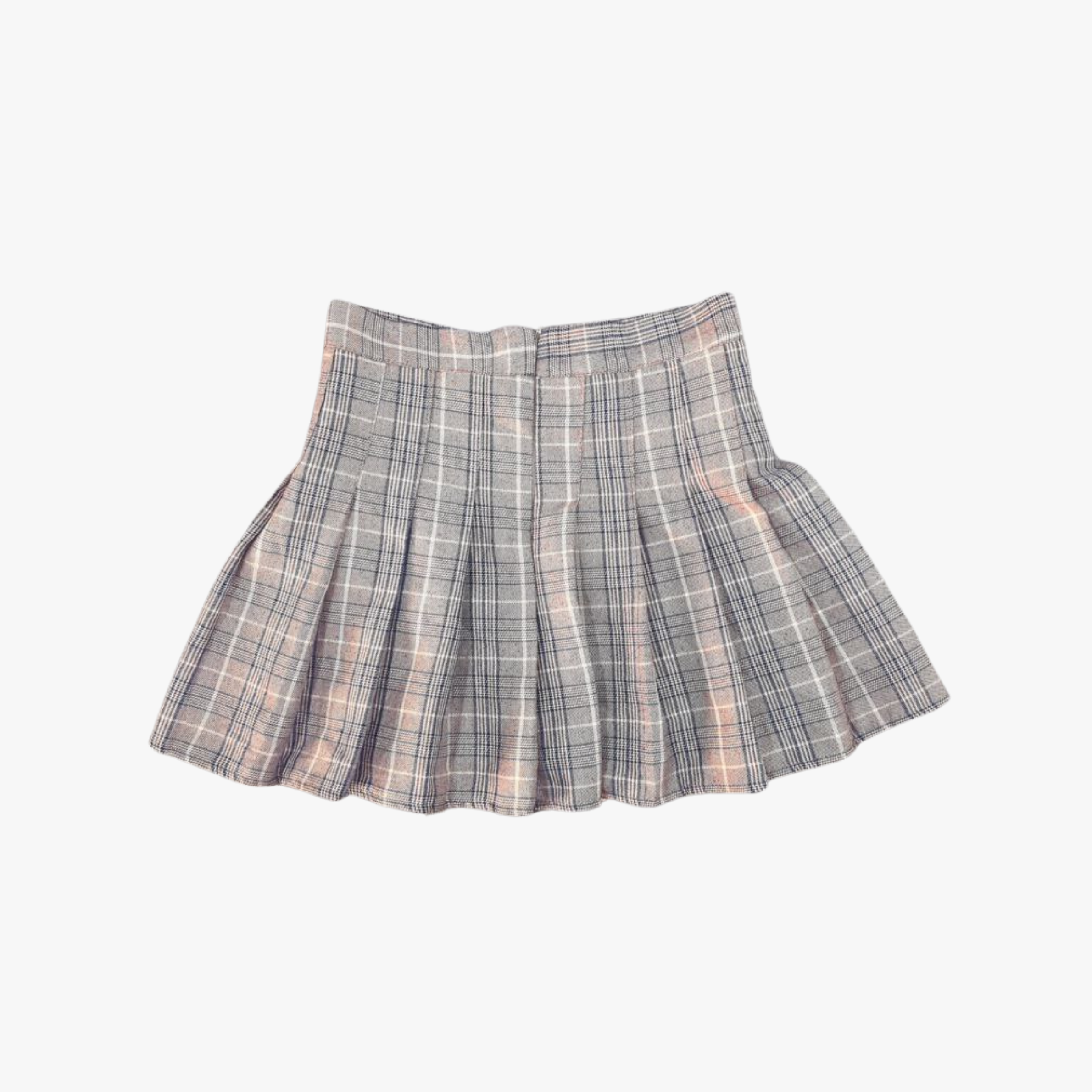 Grey Plaid Pleated Mini Skirt (THRIFT)