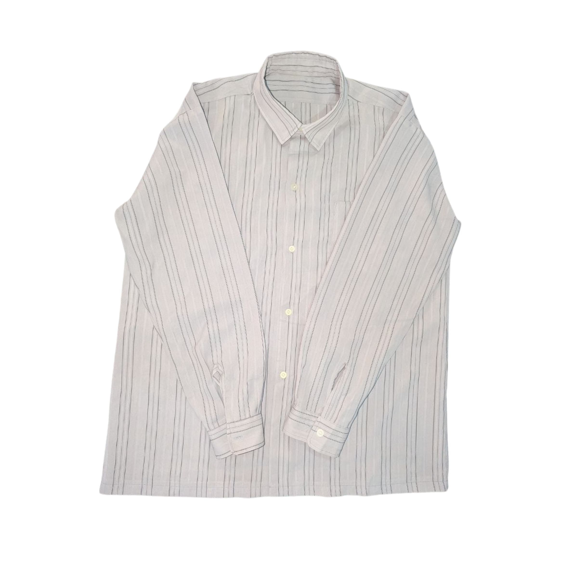Oversized Stripped Button-Up Shirt – Large (THRIFT)