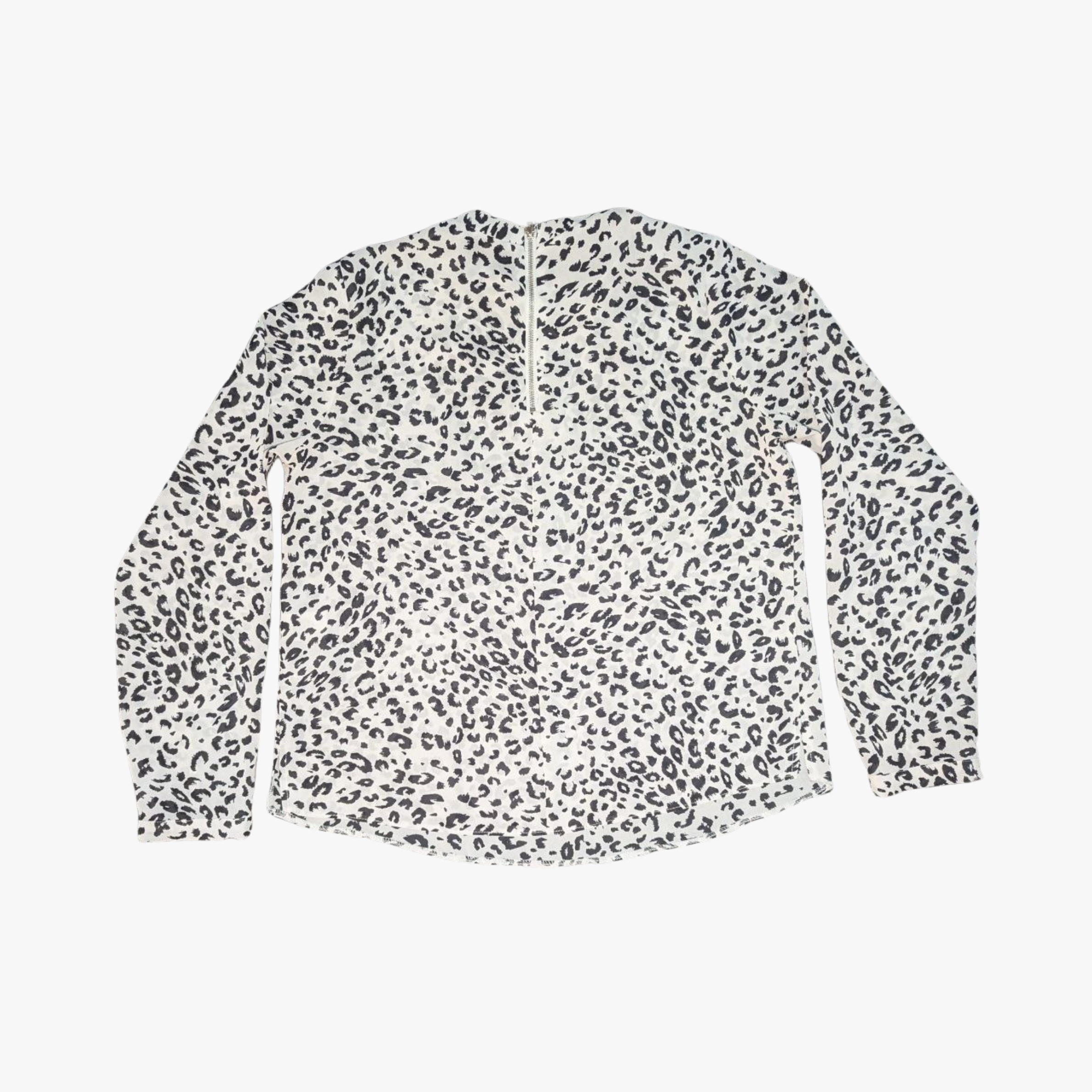 White Leopard Print Blouse – Women’s USA Size 6 (THRIFT)