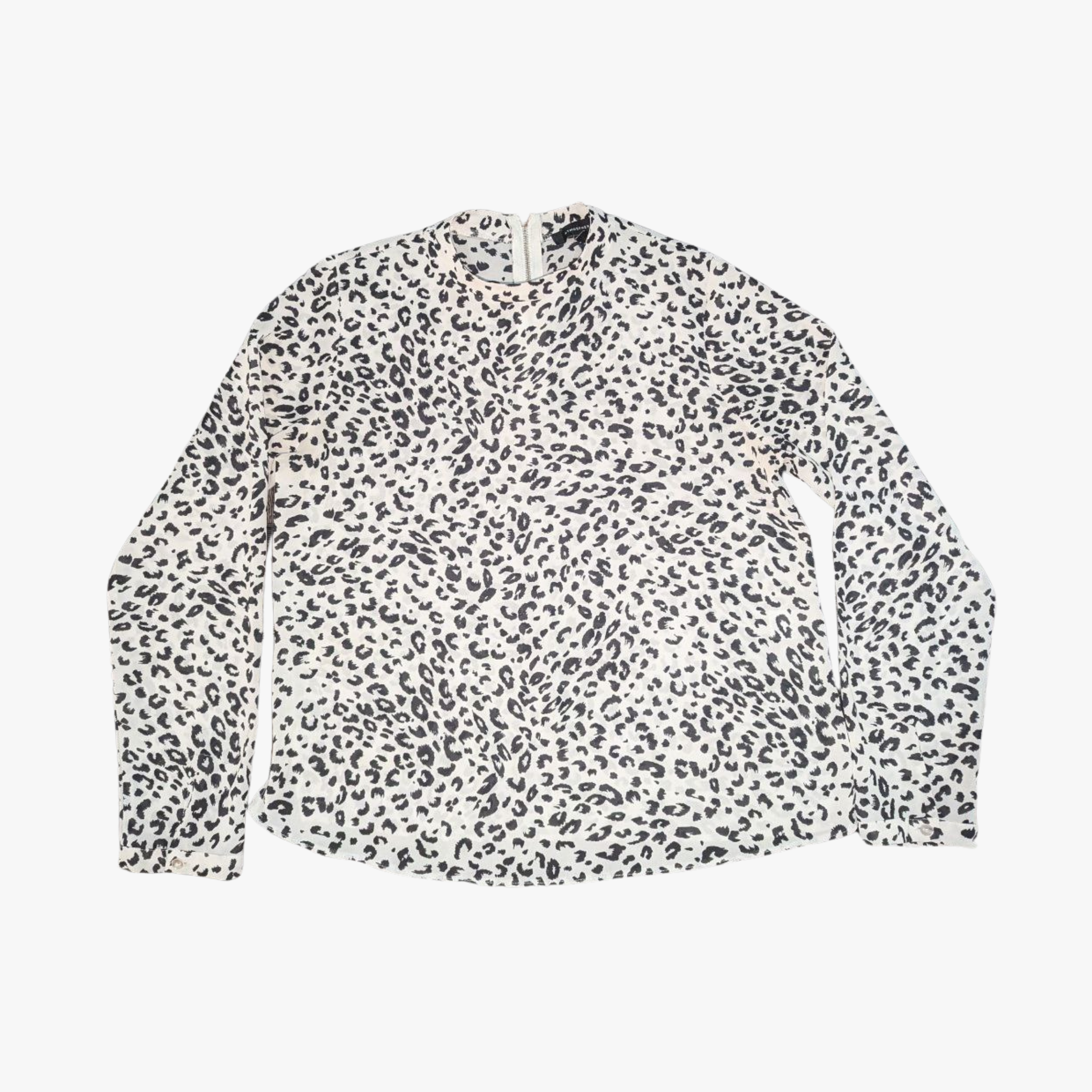 White Leopard Print Blouse – Women’s USA Size 6 (THRIFT)