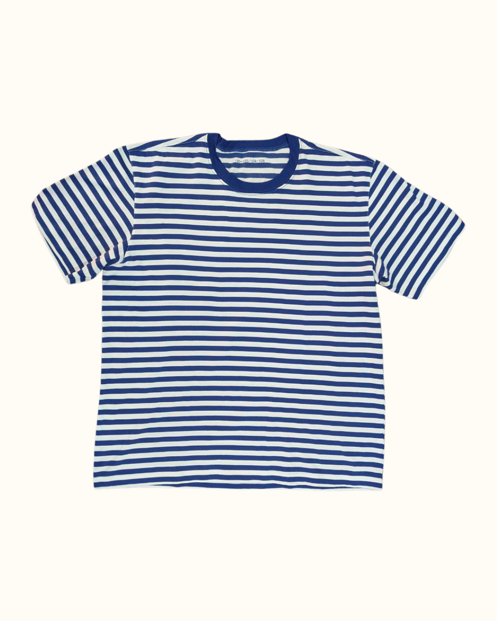 Blue & White Striped T-Shirt for Men – Classic Crew Neck Short Sleeve Cotton Tee (THRIFT)