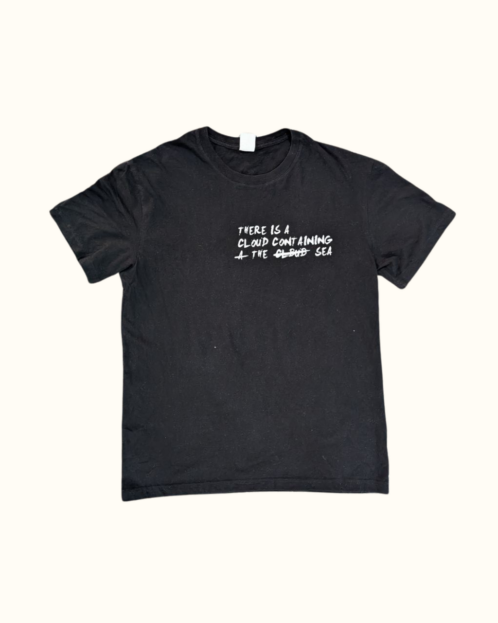 Black Poetic Graphic T-Shirt for Men – Abstract Text Print Short Sleeve Tee (THRIFT)