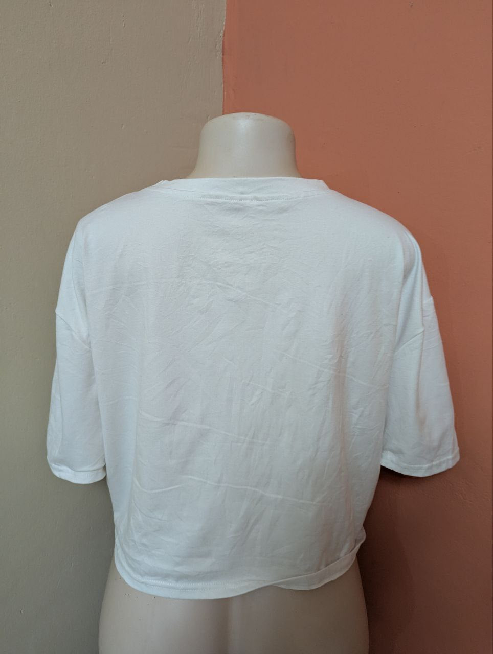 Women's Oversized Graphic T-Shirt - White with 1978 Print & Drawstring Hem | Casual Streetwear Tee (THRIFT)