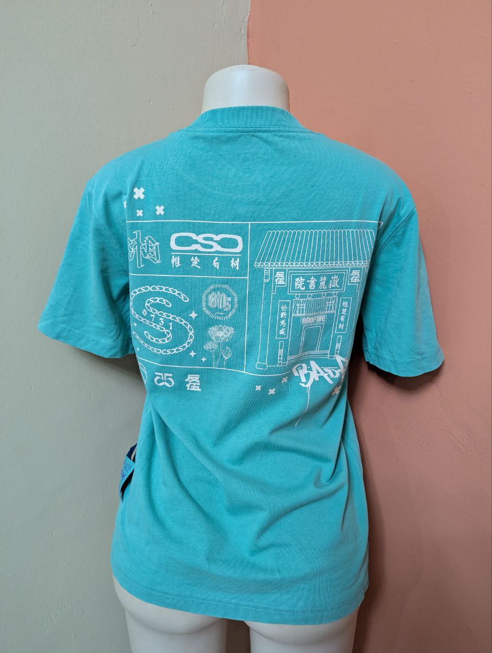 Teal Graphic Print Oversized T-Shirt (THRIFT)