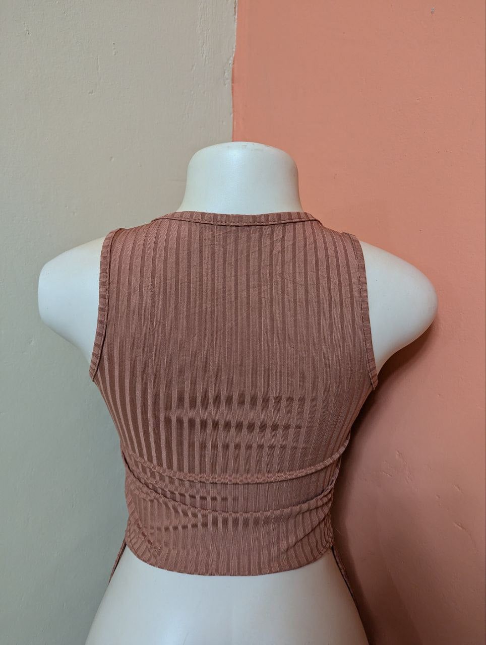 Ribbed Dusty Pink Crop Tank Top (THRIFT)