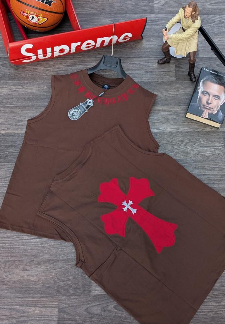 Sleeveless Streetwear Tank Top with Red Cross Graphic – Urban Designer Style