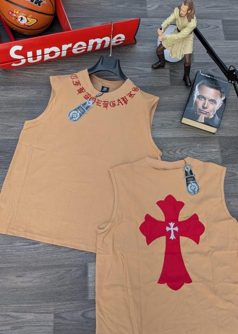 Sleeveless Streetwear Tank Top with Red Cross Graphic – Urban Designer Style