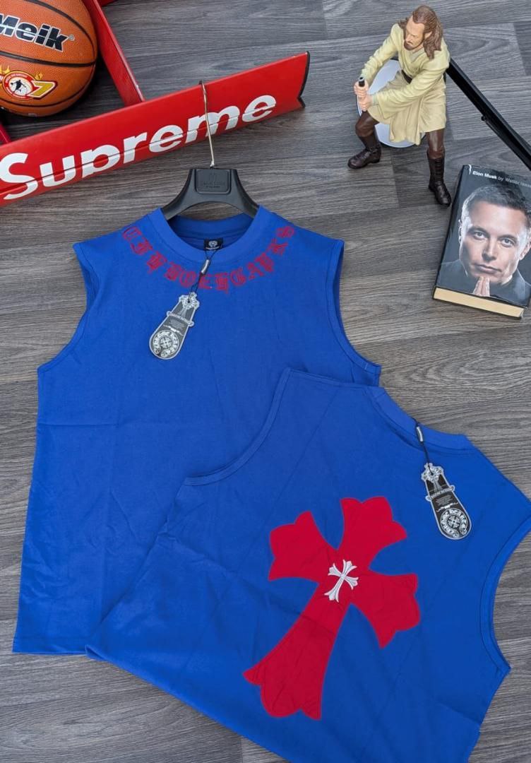 Sleeveless Streetwear Tank Top with Red Cross Graphic – Urban Designer Style