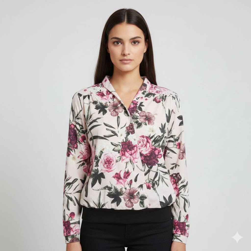 White Floral Blouse – Women’s (THRIFT)